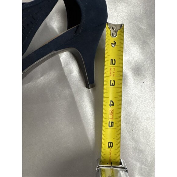 Style And Co. Womens Navy Blue Peep Toe Laser-Cut Heels Back Zipper Closure size - Picture 8 of 8
